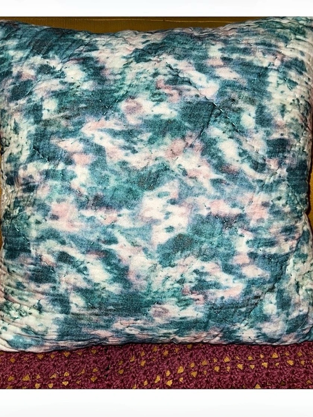 Anthropologie Abstract Cotton Blend Accent Pillow Blue & Pink